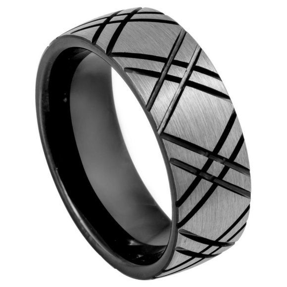 8MM TUNGSTEN WEDDING BAND DOUBLE X DESIGN RING - Picture 1 of 9